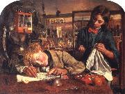 Robert Braithwaite Martineau Kit's First Writing Lesson oil painting reproduction